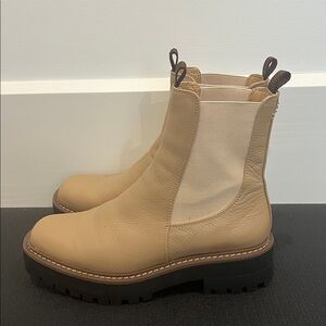 Sam Edelman Tan Leather Ankle Boots with Chunky Sole